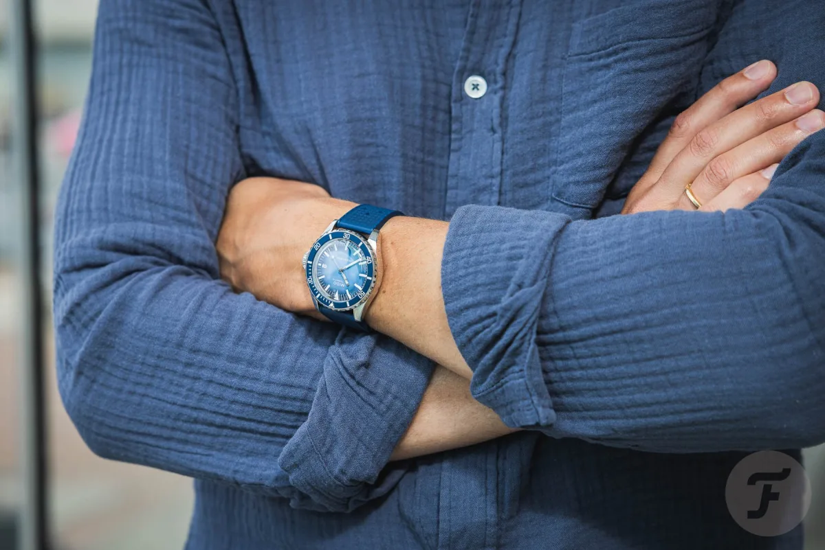 Mido Ocean Star Tribute with blue aluminum bezel