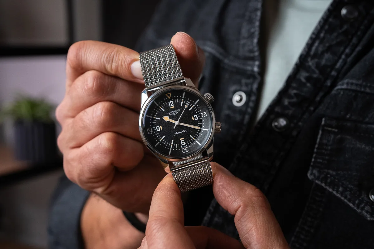 Longines Legend Diver 59 front view showcasing vintage design