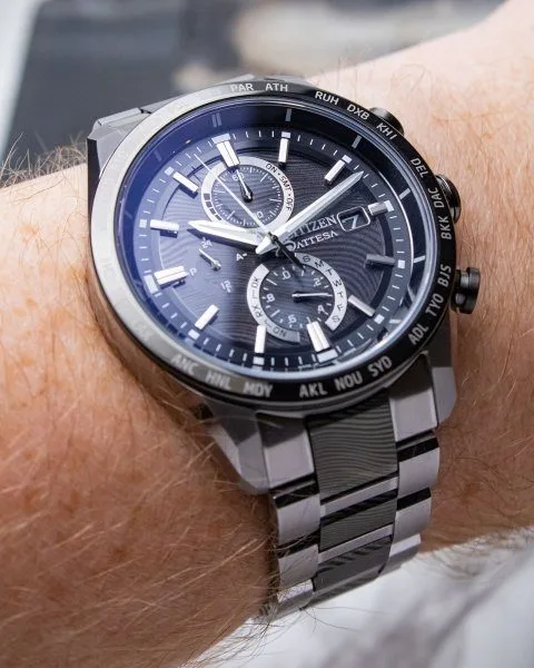 Dial of Citizen ATTESA Mandalorian Beskar with beskar pattern