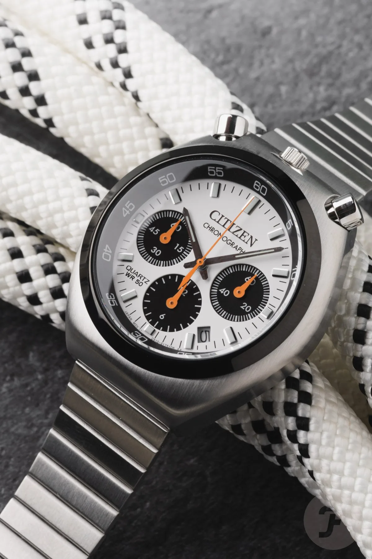 Close-up of Citizen Challenge Timer 'Tsuno' button layout