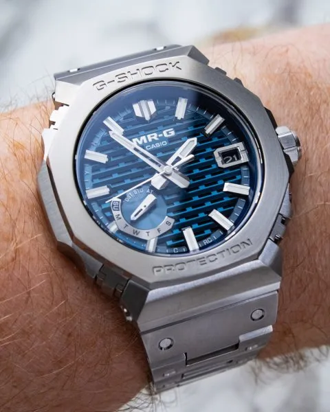 Close-up of Casio G-Shock MR-G MRGB2100D-2A case design