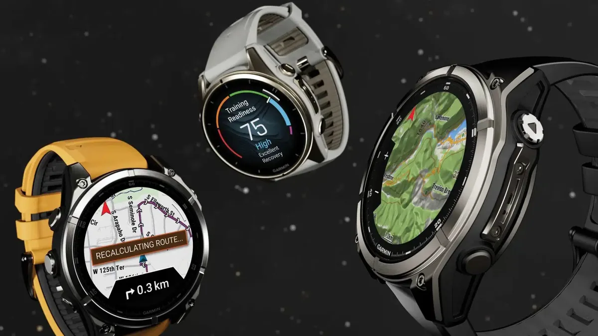 Garmin smartwatch on a wrist, showcasing health tracking features.