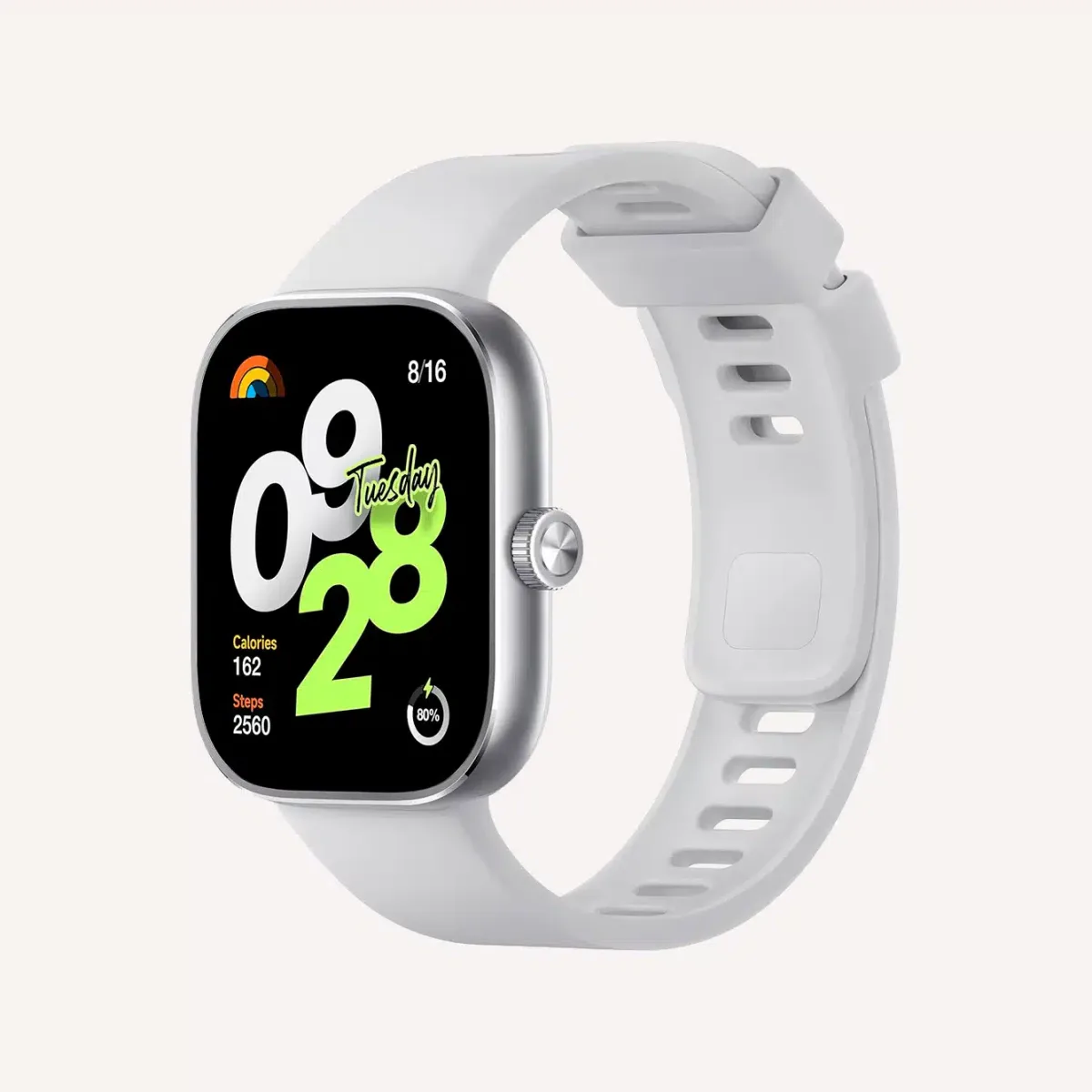 Redmi Watch 4 with a large, bright display.