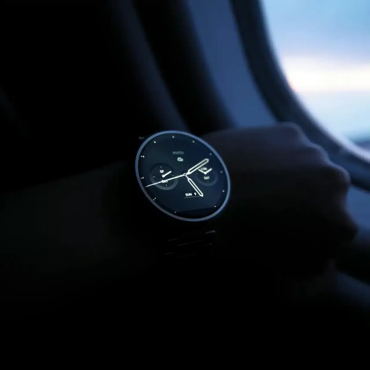Collection of budget smartwatches on a display stand.