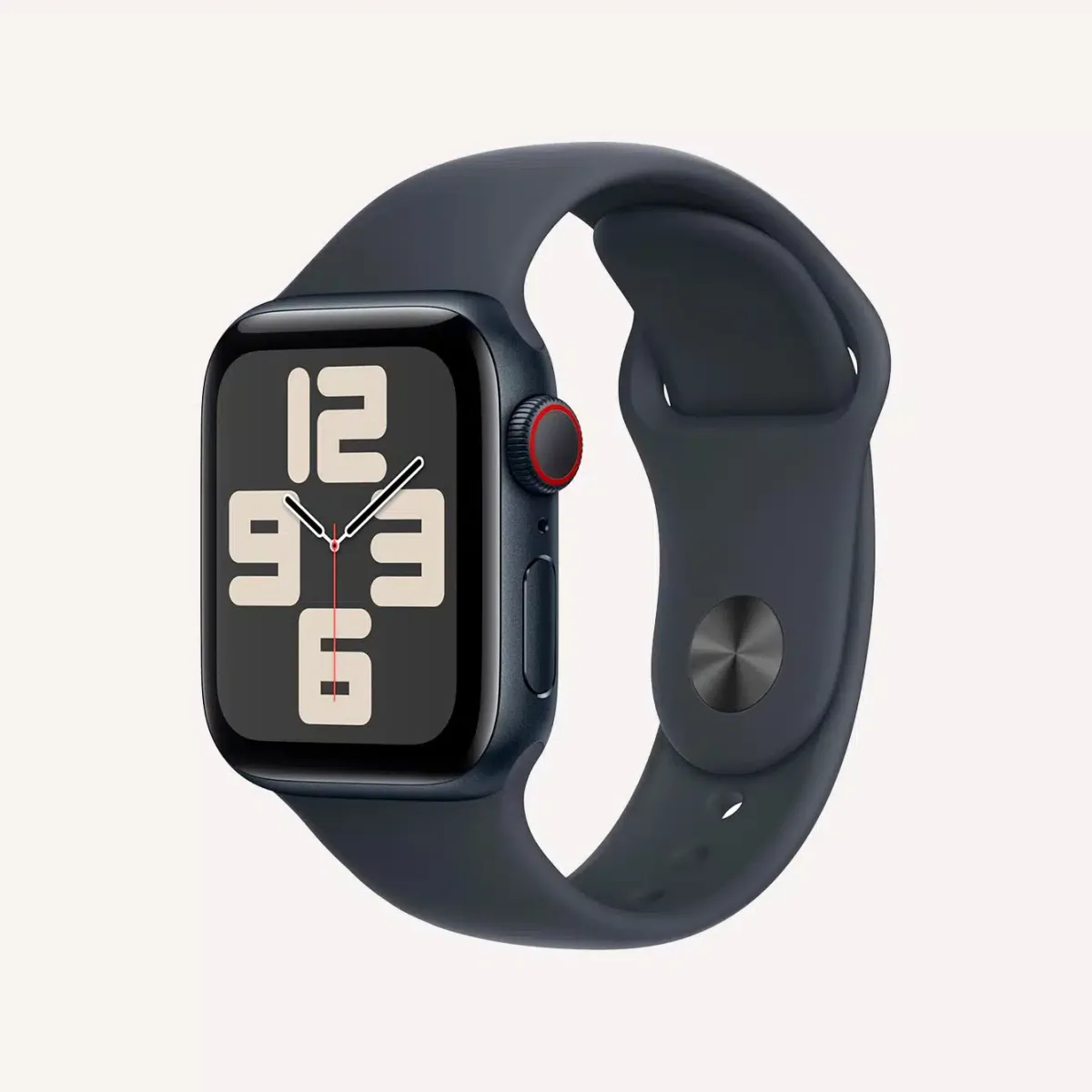 Apple Watch SE Gen 2 with a sleek black band.