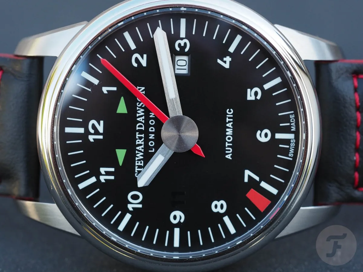 Close-up of SD 911 Black watch dial