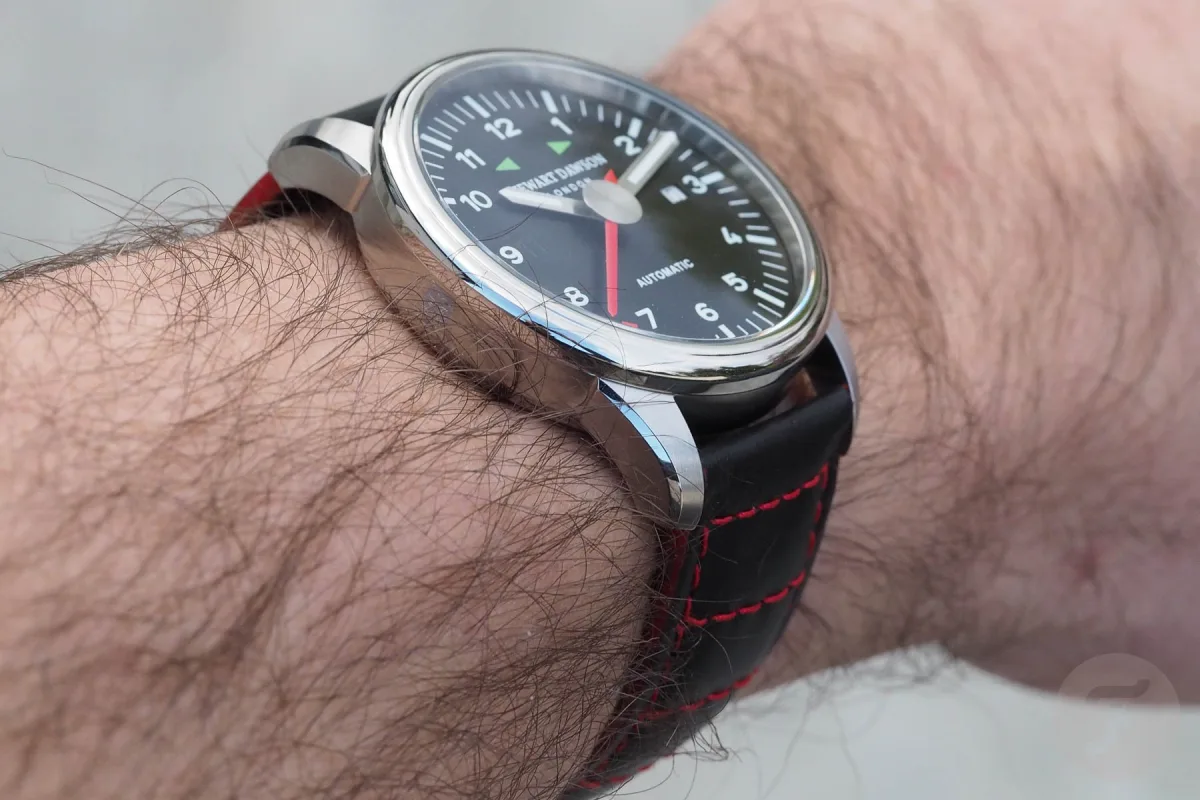 Wrist shot of Stewart Dawson SD 911 Black watch