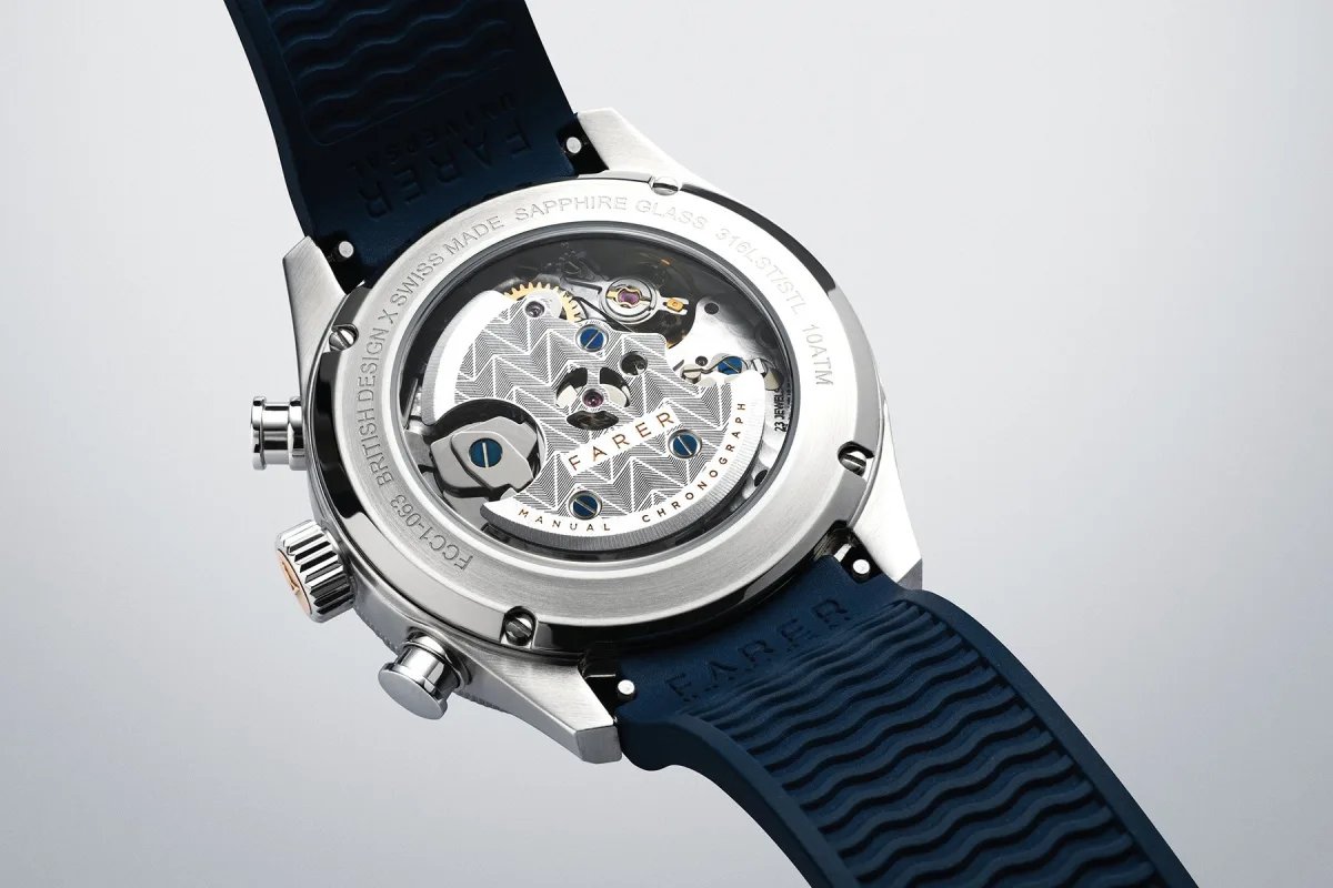 Sellita SW510M movement inside the Farer Racing Chronographs