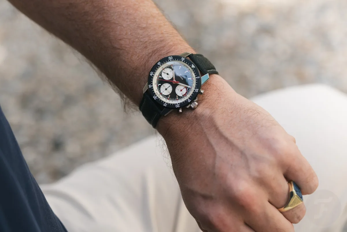 Close-up of Sinn 103 St Ty Hd dial and hands
