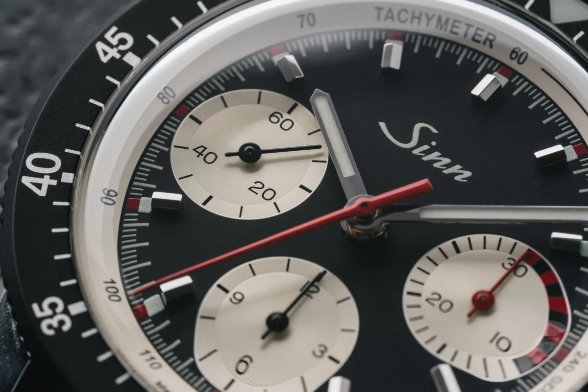Detailed view of Sinn 103 St Ty Hd's panda dial
