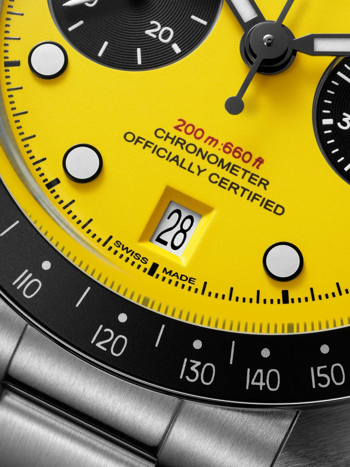 Yellow dial of Tudor Black Bay Chrono 39 'Bumblebee'