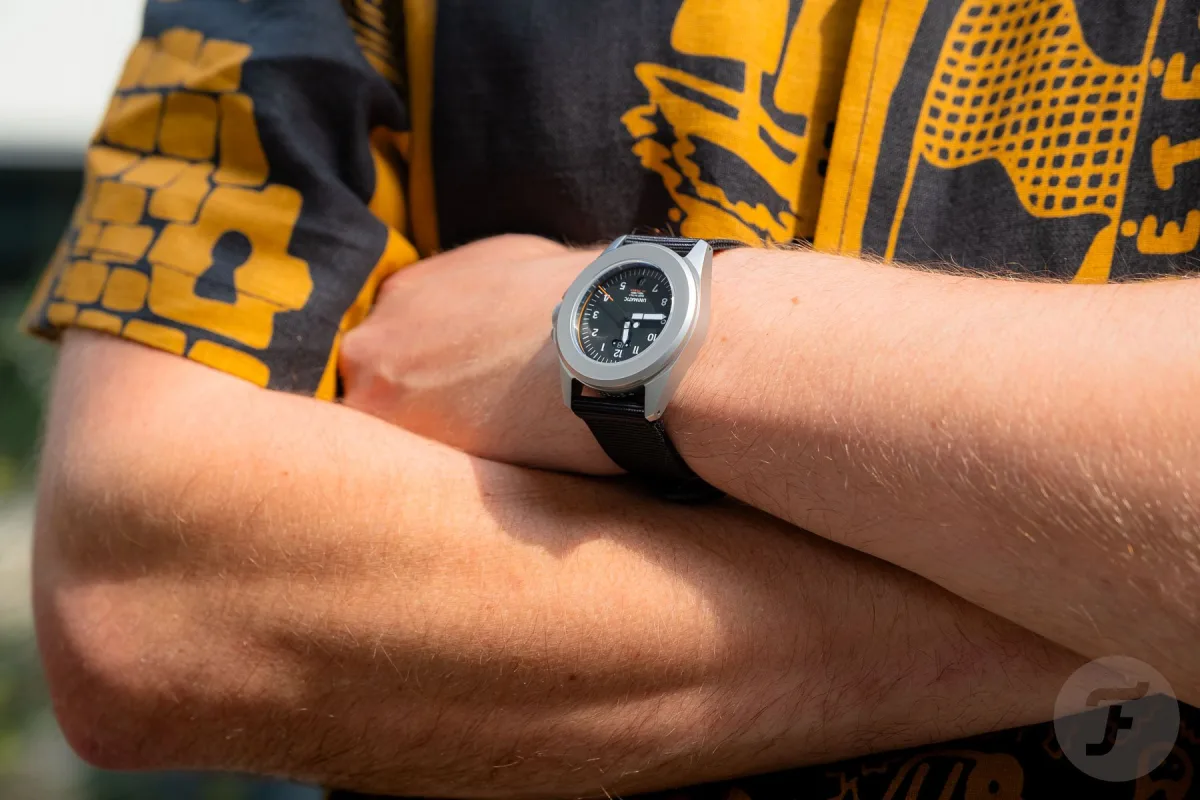 Unimatic Modello Quattro UT4-GMT Toolwatch on display.