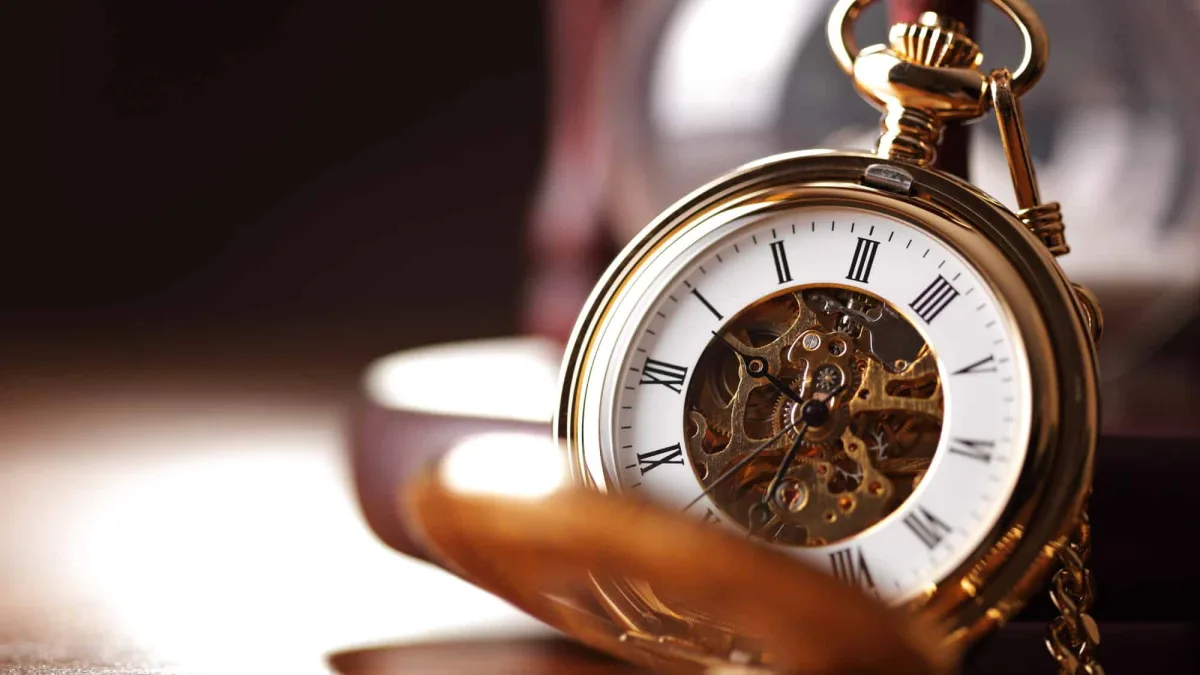 Vintage pocket watch displayed