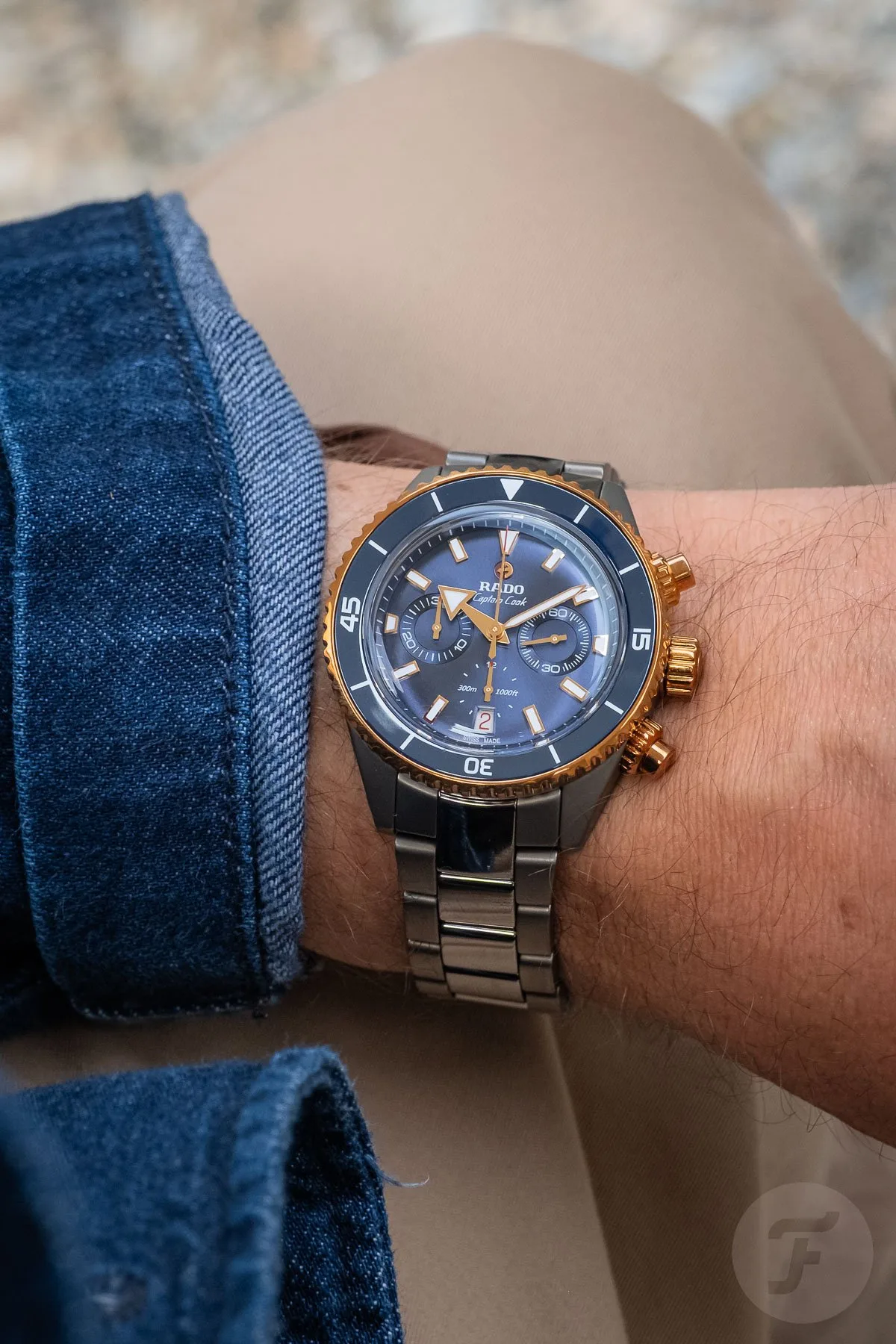 Side view of the Rado Captain Cook showing thickness