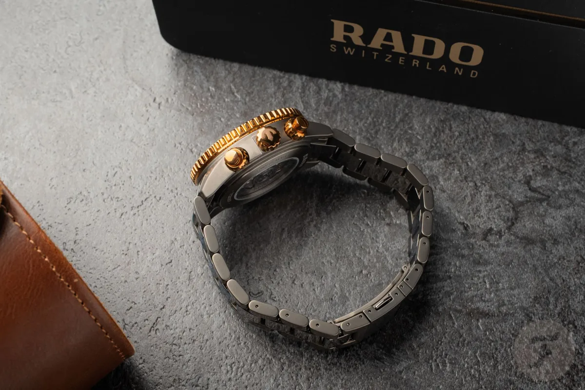 Sapphire case back showing the Rado R801 movement