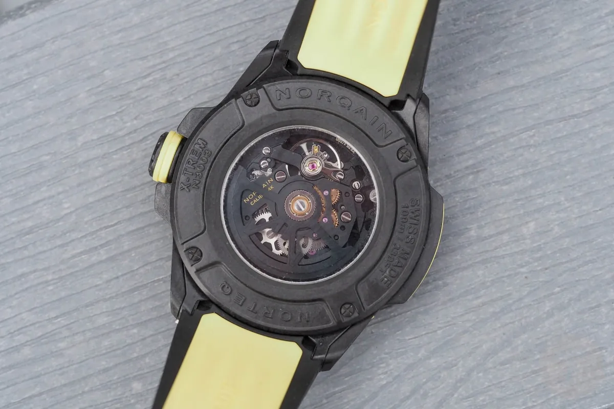 Norqain Wild One Skeleton X-Lite dial and yellow accents