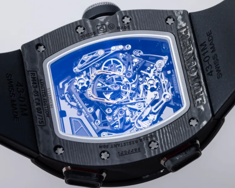 Richard Mille RM 43-01 dial showing tourbillon cage design