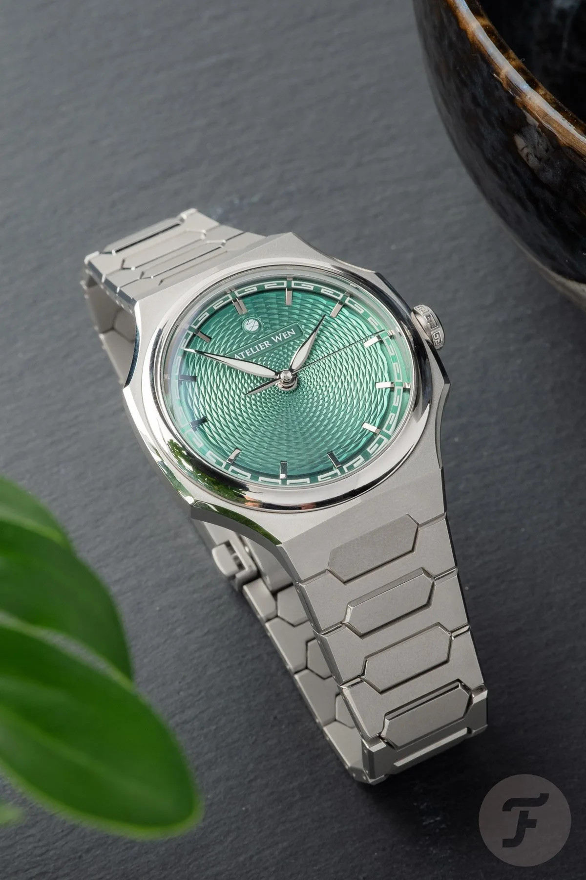 Detailed view of Perception's hand-guilloché dial
