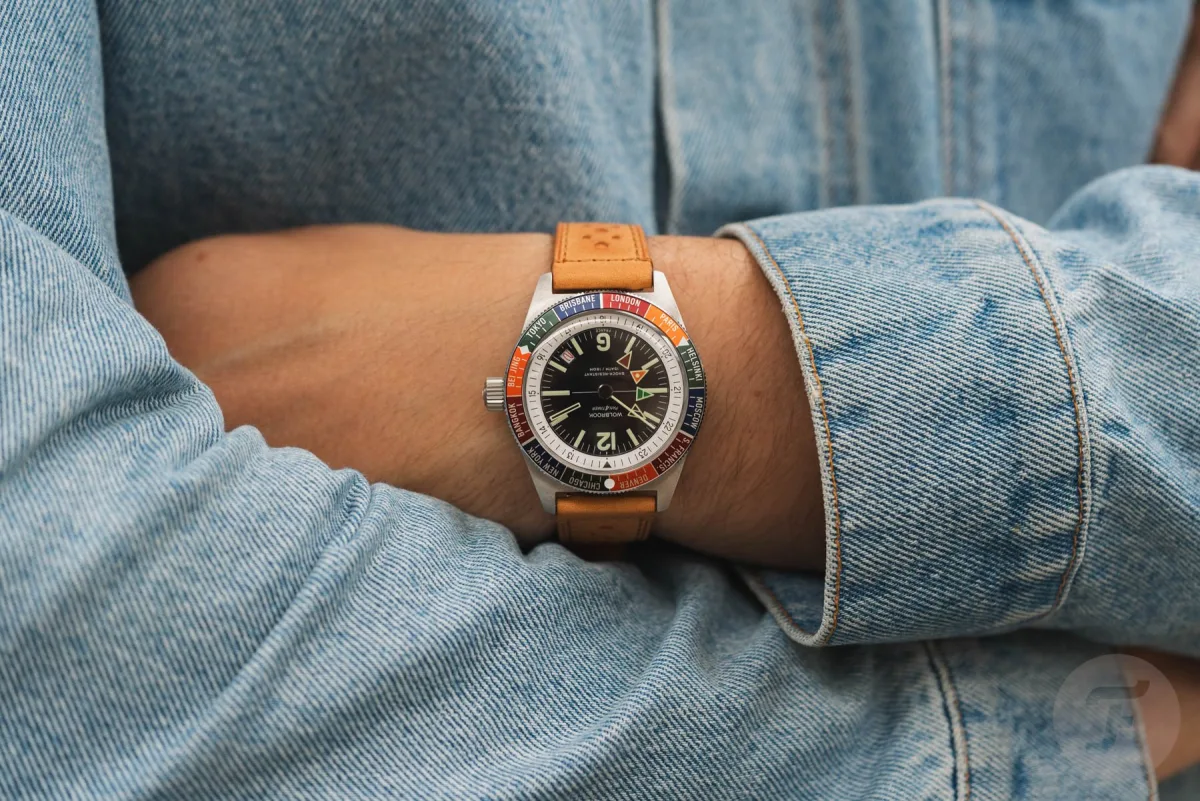 Artistic shot of Wolbrook Pan4Timer Automatic with floating hands