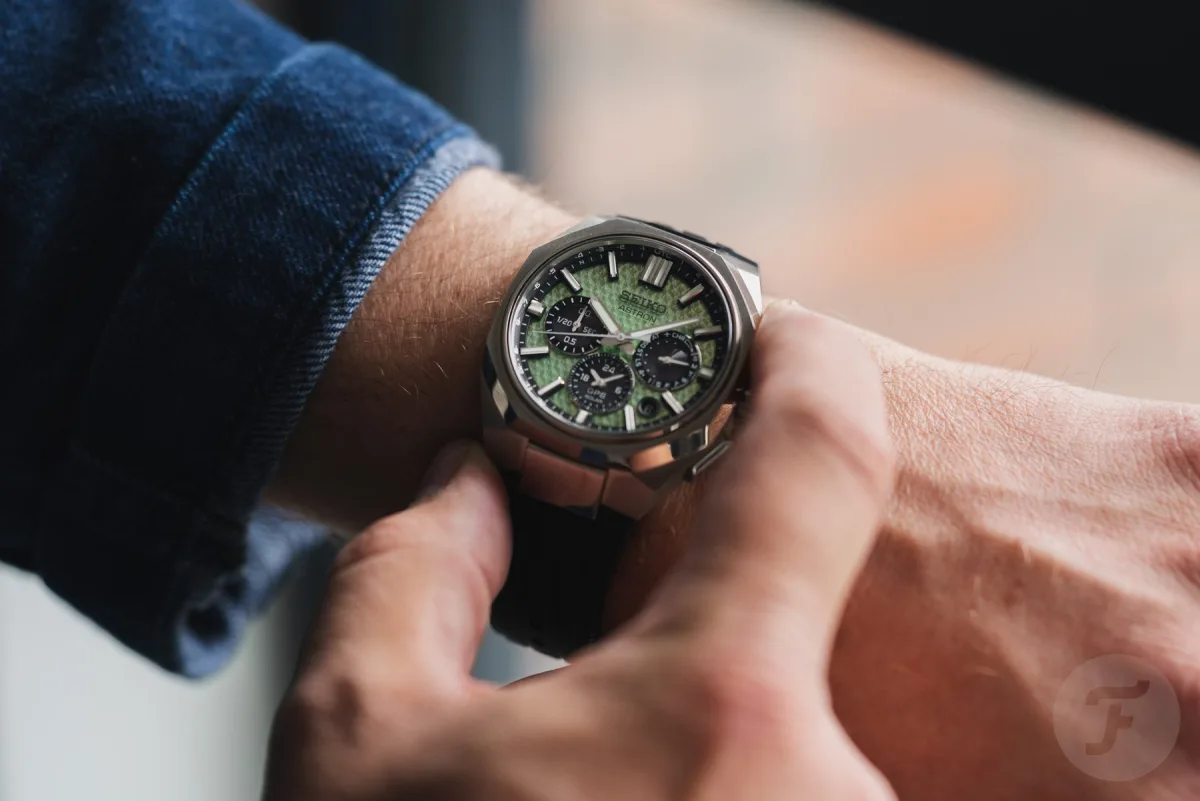 Seiko Astron Crystal Green dial with quartz crystal pattern