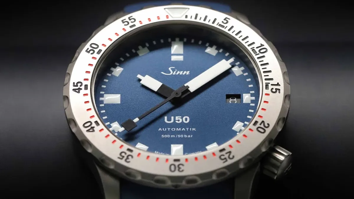 Sinn U50 B watch with matte blue dial