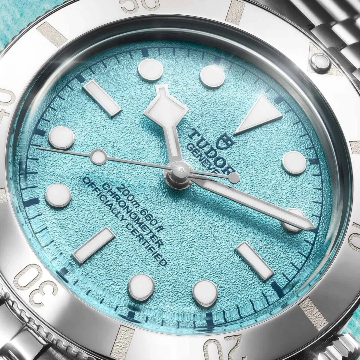 Tudor Black Bay 54 Lagoon Blue watch with Jubilee bracelet
