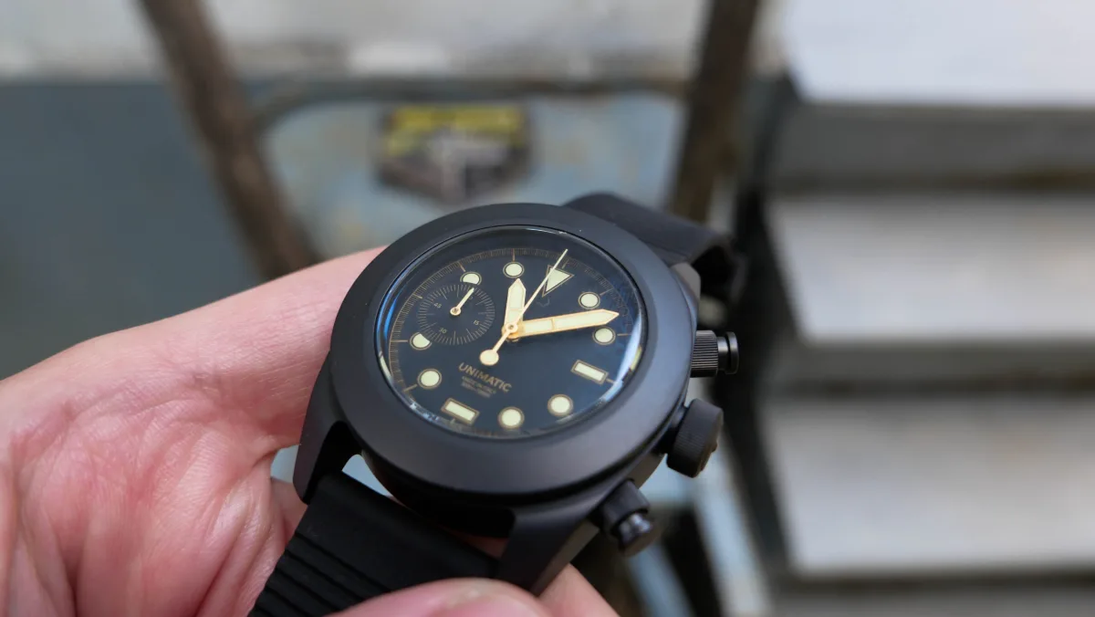Unimatic Modello Tre U3FB-ROPS dial close-up