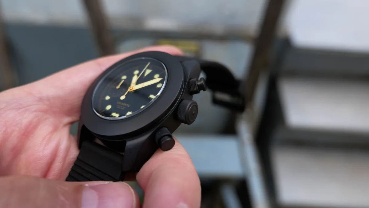 Unimatic Modello Tre U3FB-ROPS chronograph buttons