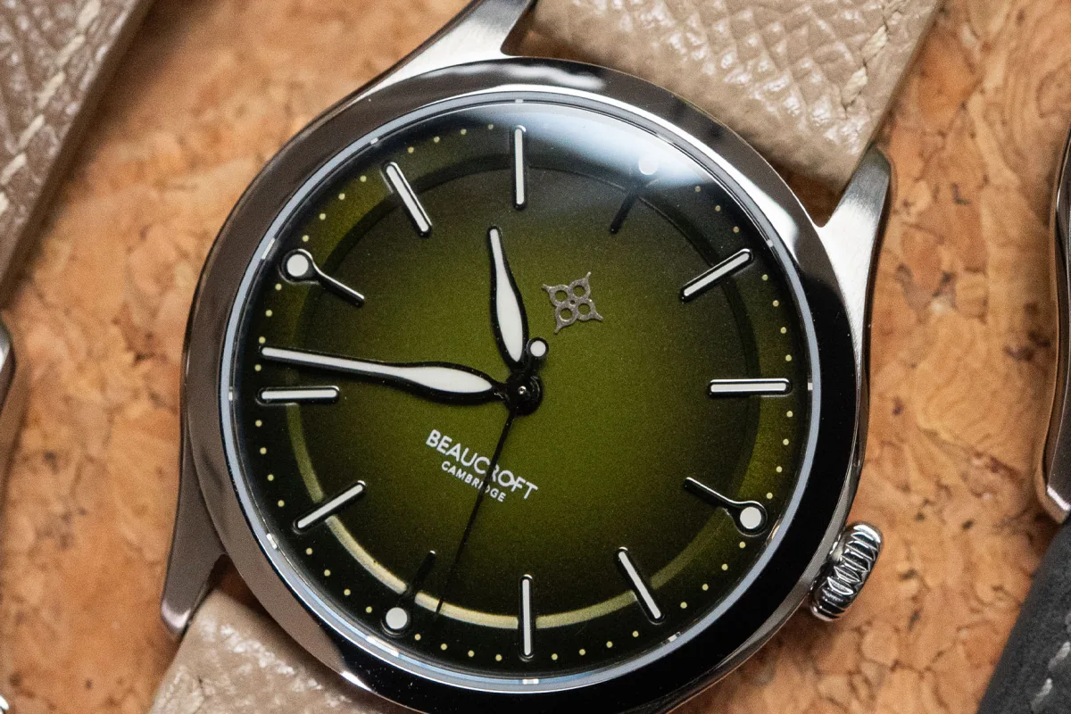 Beaucroft The Arc on wrist with leather strap
