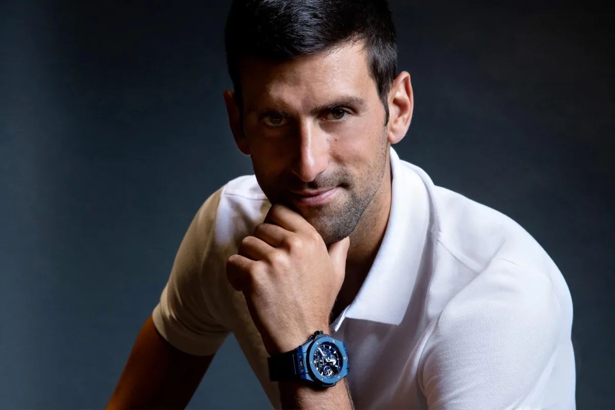Novak Djokovic wearing Hublot Spirit of Big Bang All Black Pavé