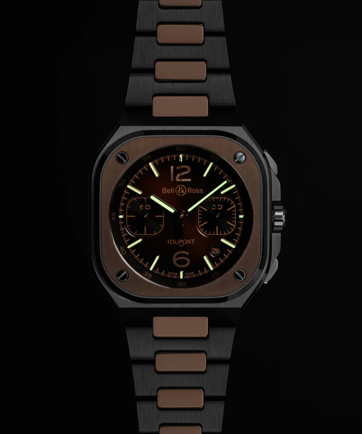 Back view showing sapphire crystal of Bell & Ross BR-05 Chrono
