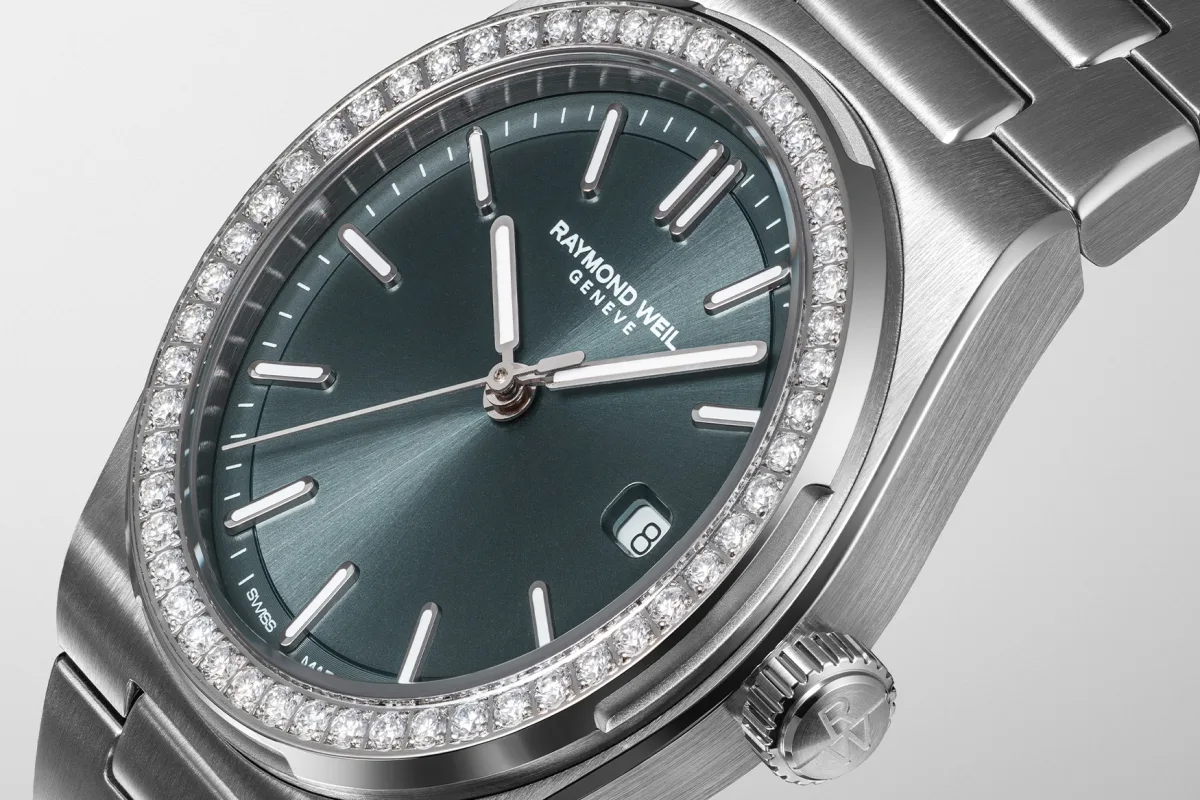 Raymond Weil A.R.T. watch with a mother-of-pearl dial