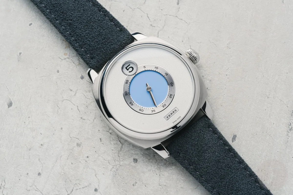 Fears Brunswick Jump Hour with gentle blue dial