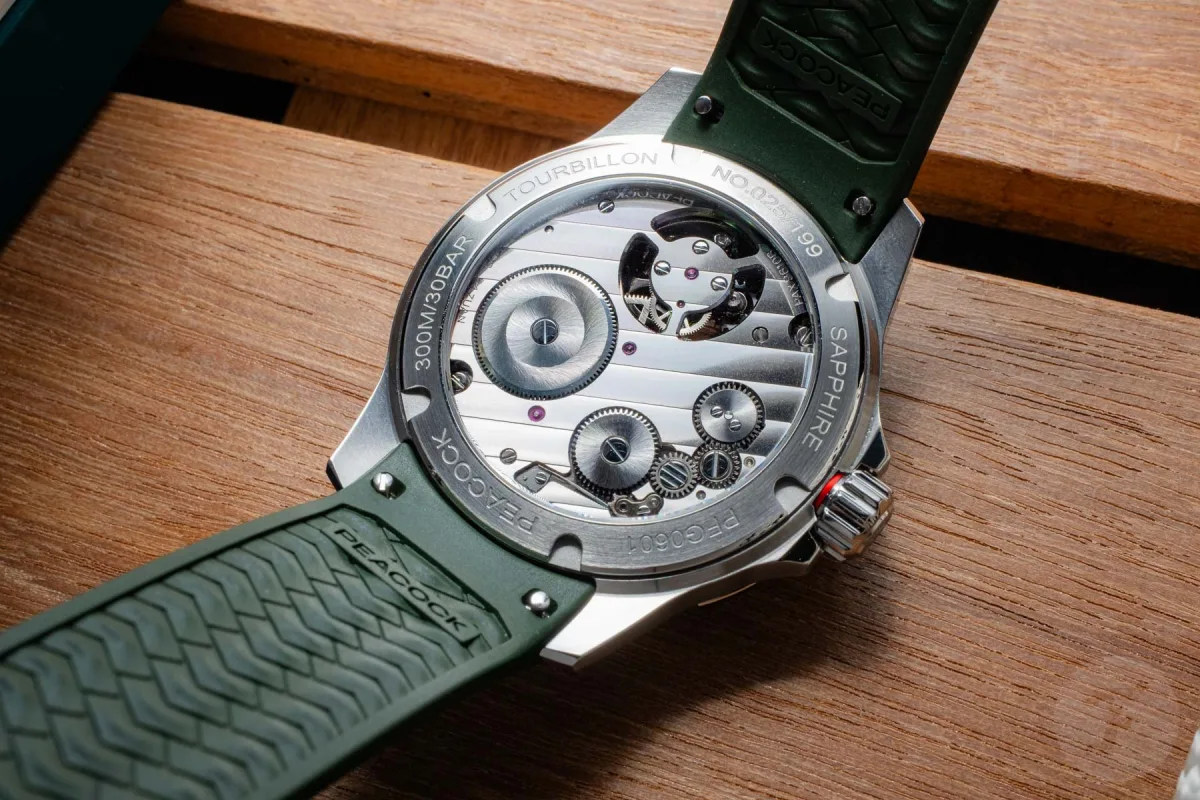 Peacock Haiyi Tourbillon featuring luminescent markers