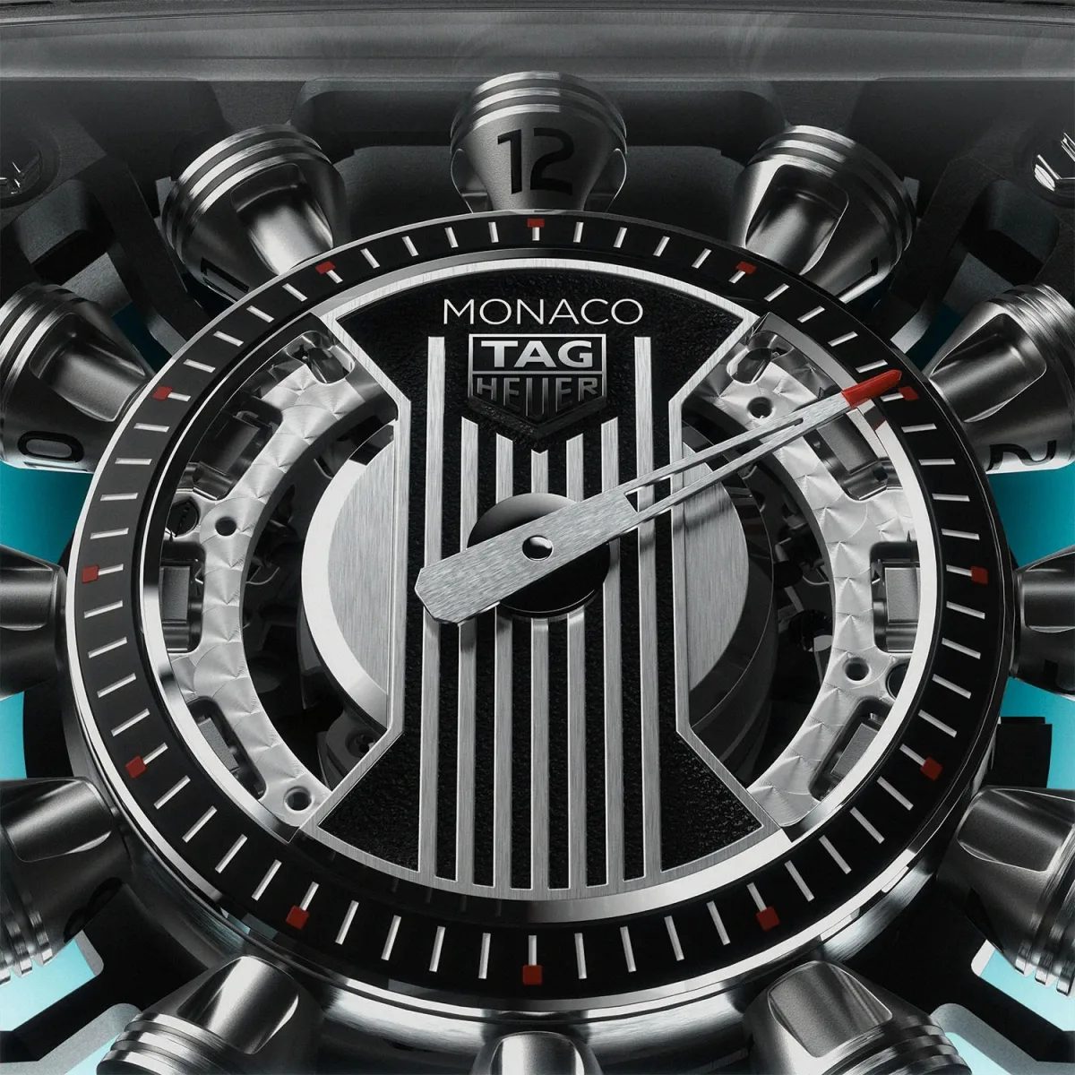 Rotating pistons of TAG Heuer Monaco Speed 12 mechanism
