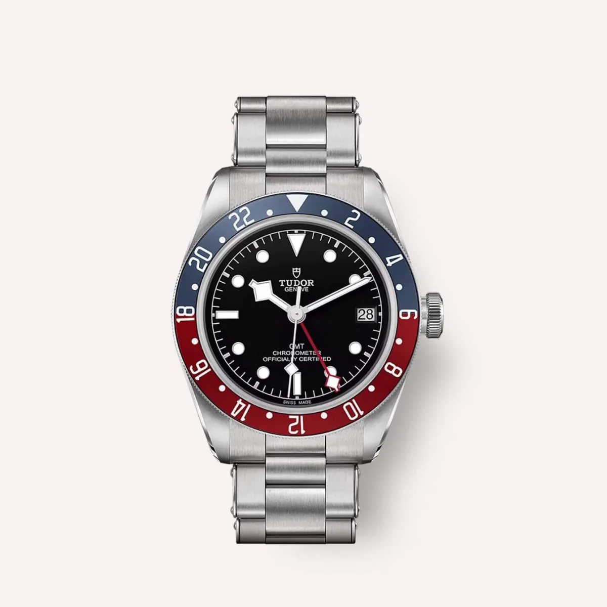 Tudor Black Bay watch with red and blue bezel