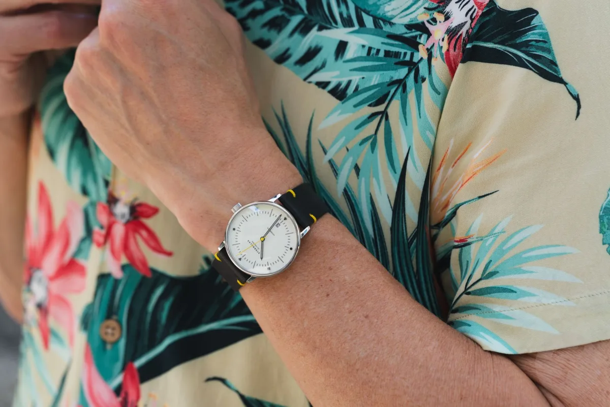 Sternglas Naos Automatik Edition Bauhaus X on wrist