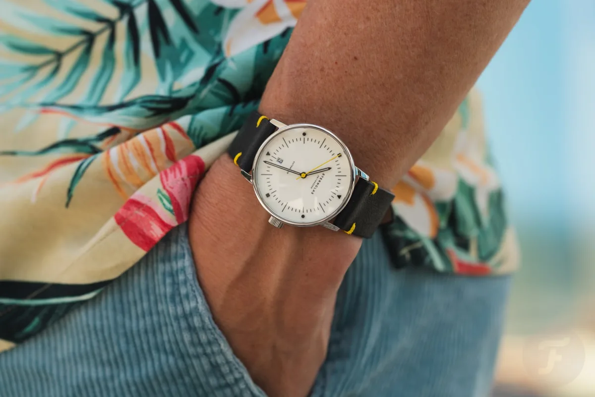 Sternglas Naos Automatik Edition Bauhaus X leather strap