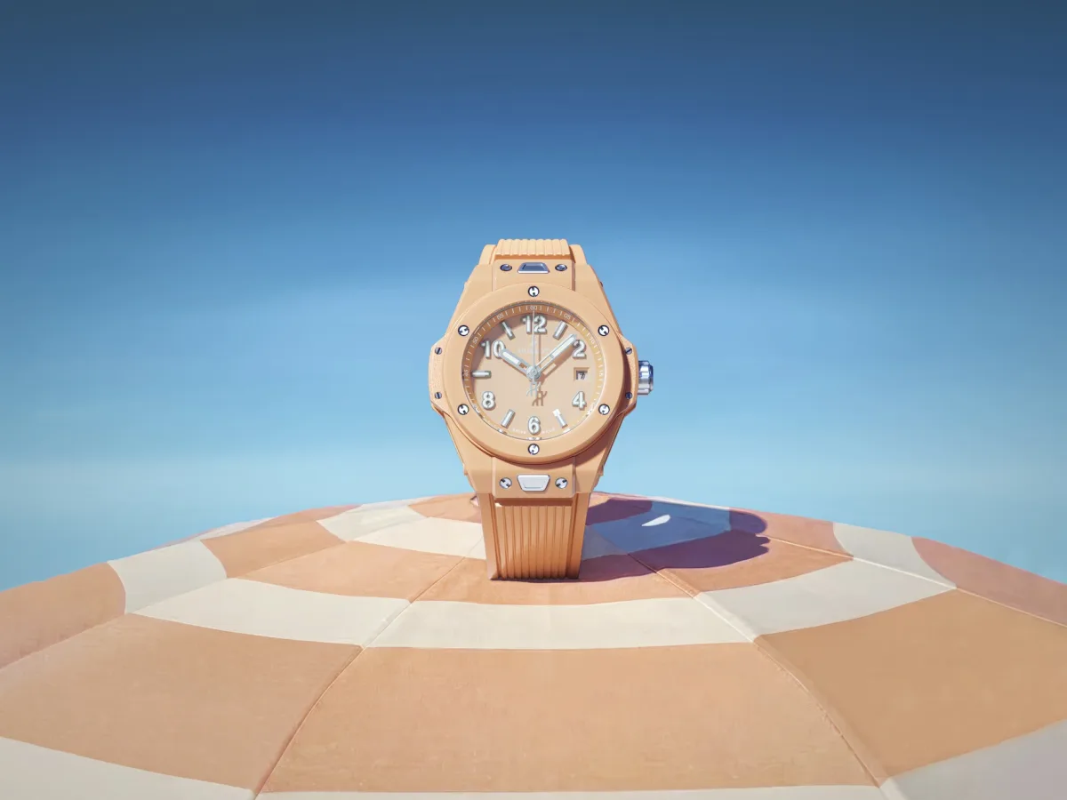 Hublot Big Bang Ceramic 33mm in peach, mint, and blue
