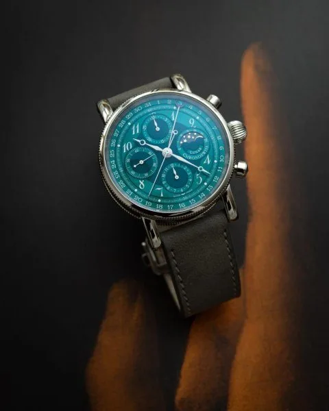 PVD-coated dial of Chronoswiss watch