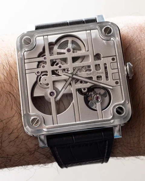 Grey alligator leather strap of BR-X3 Micro-Rotor