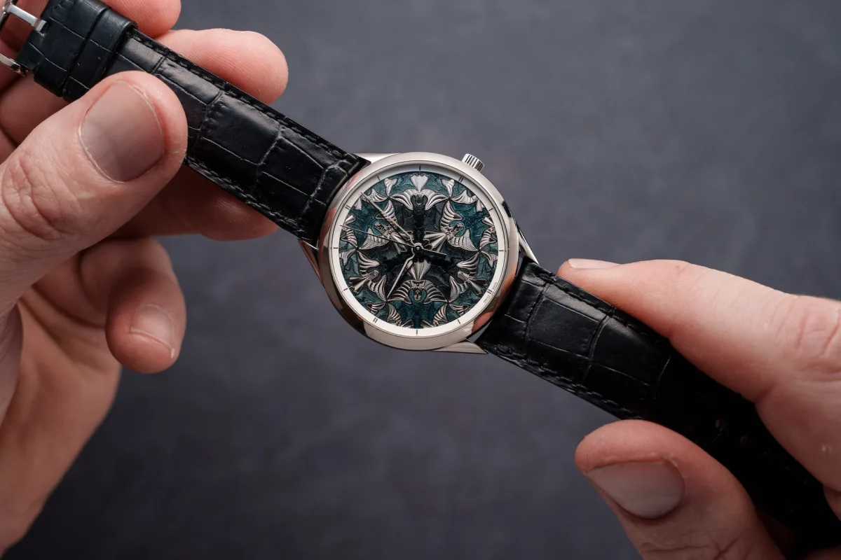 Close-up of Vacheron Constantin Masques watch face.