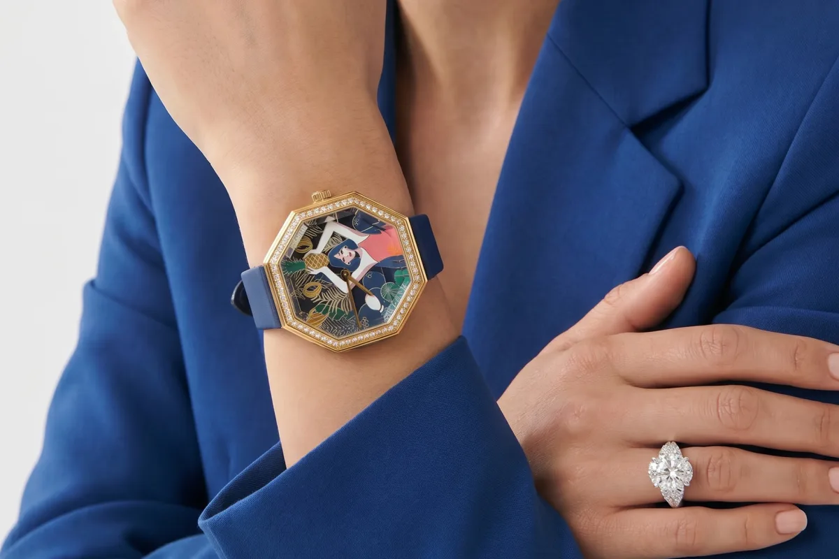 Swiss quartz movement inside Paradis Tropical