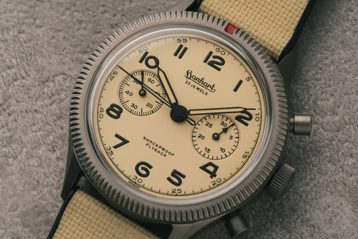 Hanhart 417 TI Desert Pilot sand-colored dial