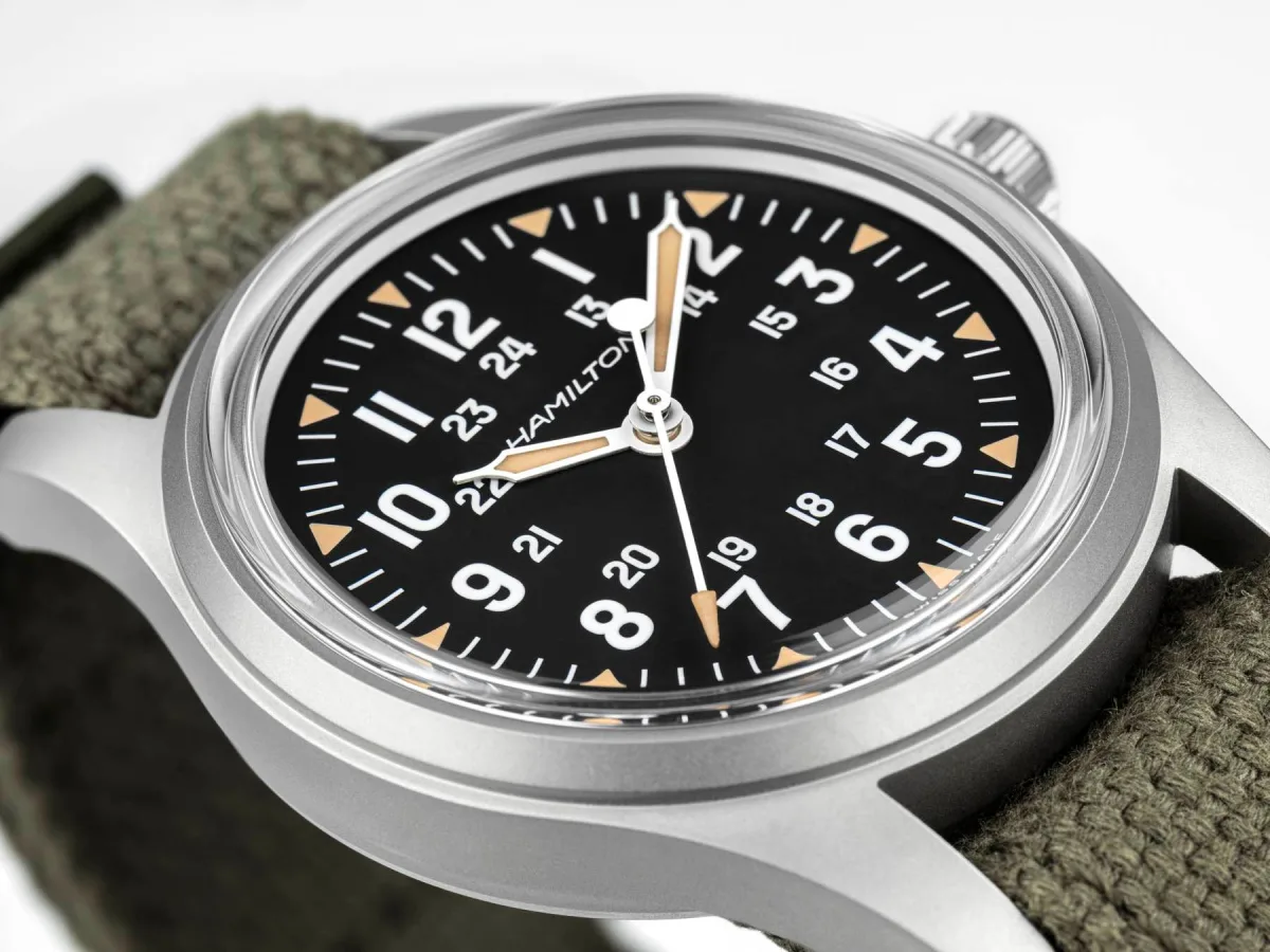 Hamilton Khaki Field watch on a wrist.
