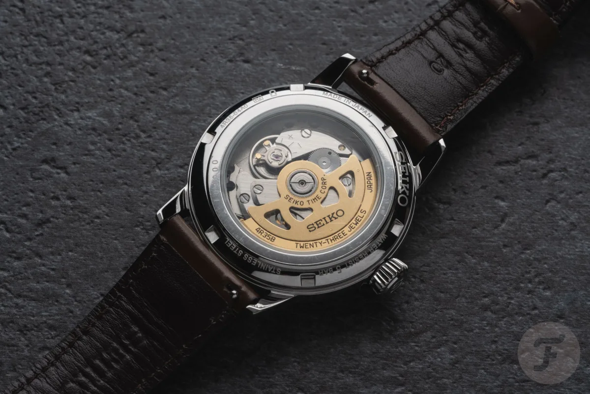 Seiko Presage Cocktail Time model HCB002 with green dial and brown leather strap