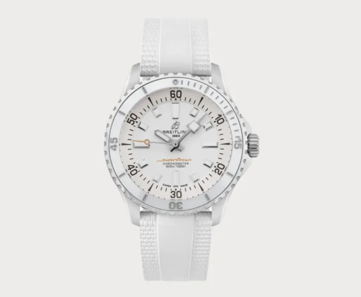 Breitling Superocean Automatic 36 with white dial and rubber strap