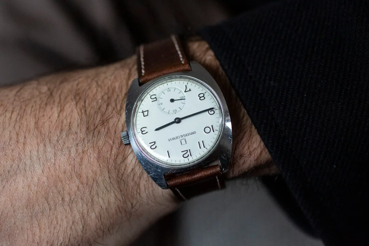 Universal Genève FS watch dial detail