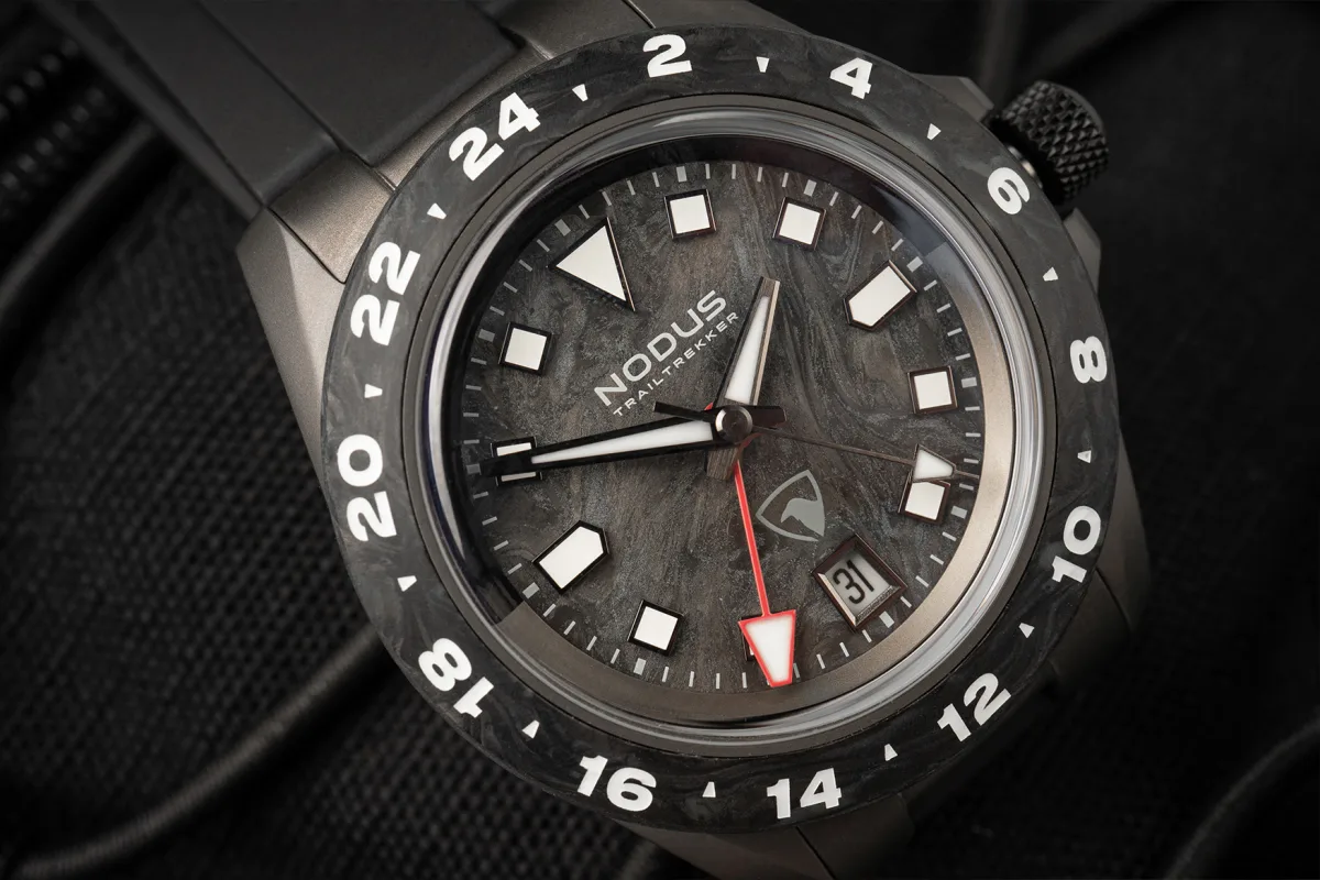 Nodus x Raven TrailTrekker Carbon watch with stainless steel case