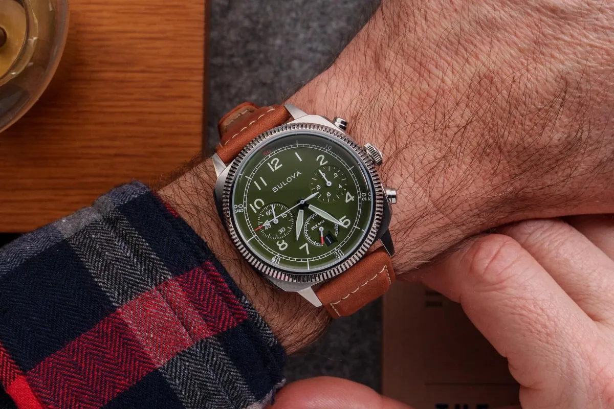 Luminous details on Bulova Military VWI Special Edition dial